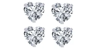 14k White Gold Plated 1Ct Heart White Sapphire Set Of Two Stud Earrings