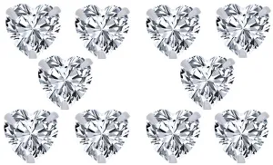 18k White Gold Plated 3Ct Heart White Sapphire Set Of Five Stud Earrings