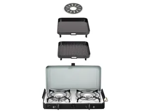 2 COOK 3 PRO DELUXE/ PORTABLE 3 PIECE/ GAS BARBEQUE/ CAMP COOKER