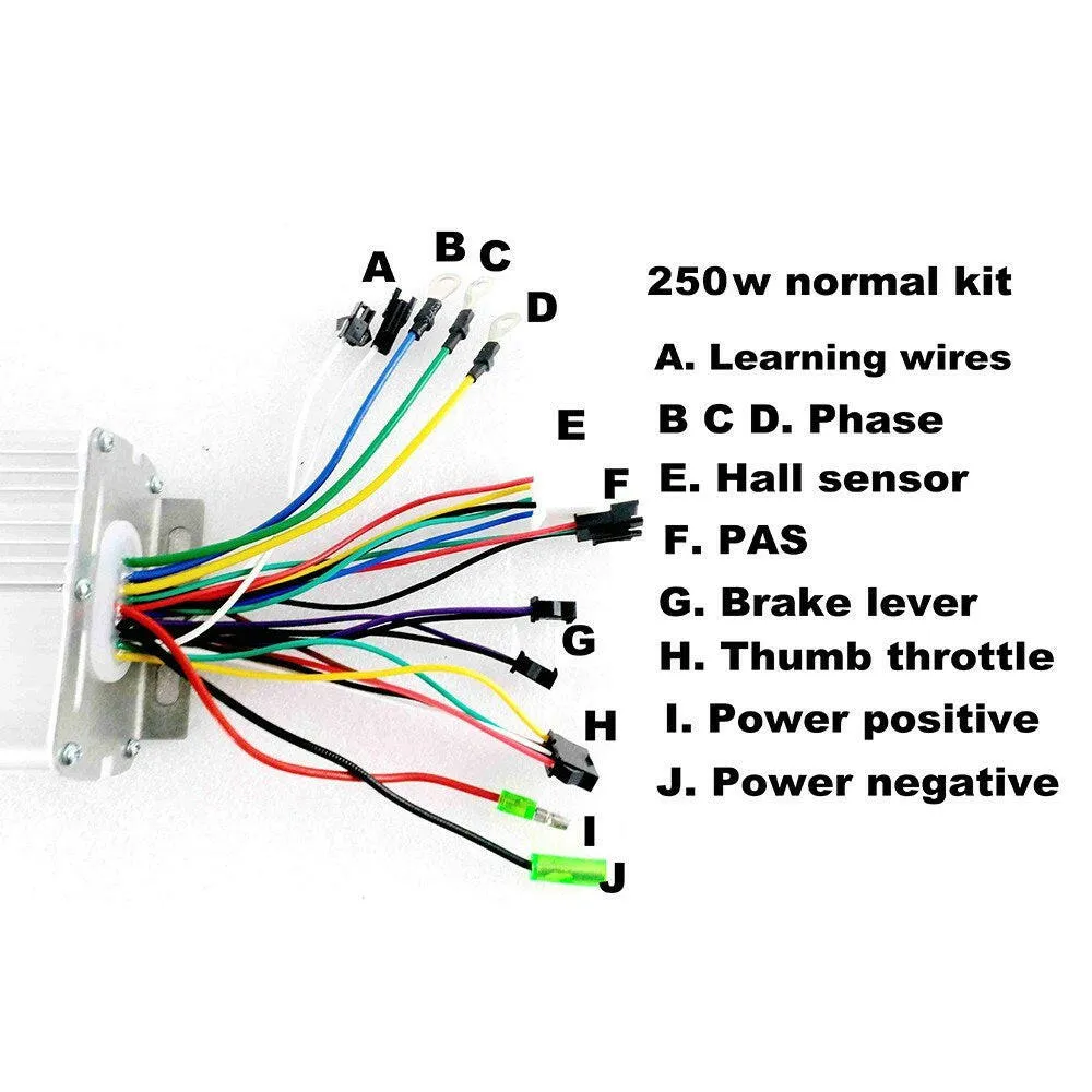 26x1.75'' Electric Bicycle Rear Wheel Disc Brake Hub Motor Kit 36V 250W Powerful Motor E-Bike Conversion Kit Controller Thumb Speed Throttle Signal Light Bike Brake Shifter Kit