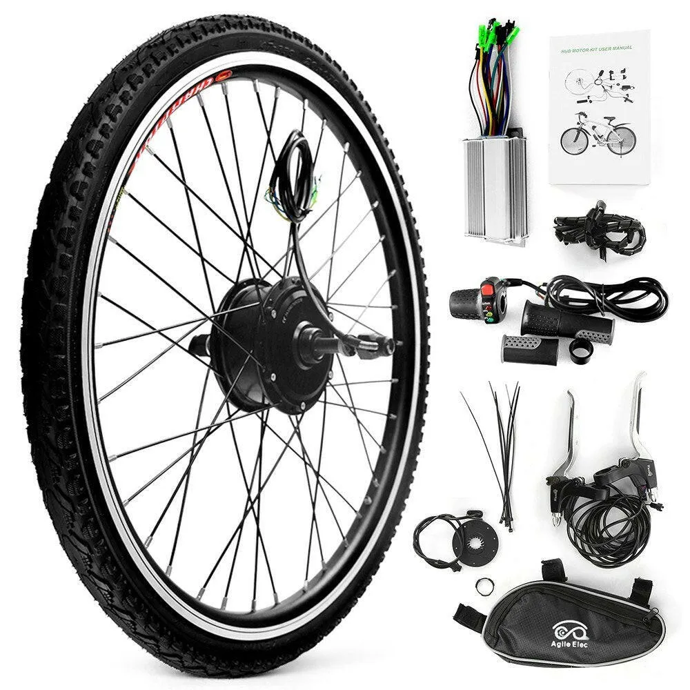 26x1.75'' Electric Bicycle Rear Wheel Disc Brake Hub Motor Kit 36V 250W Powerful Motor E-Bike Conversion Kit Controller Thumb Speed Throttle Signal Light Bike Brake Shifter Kit