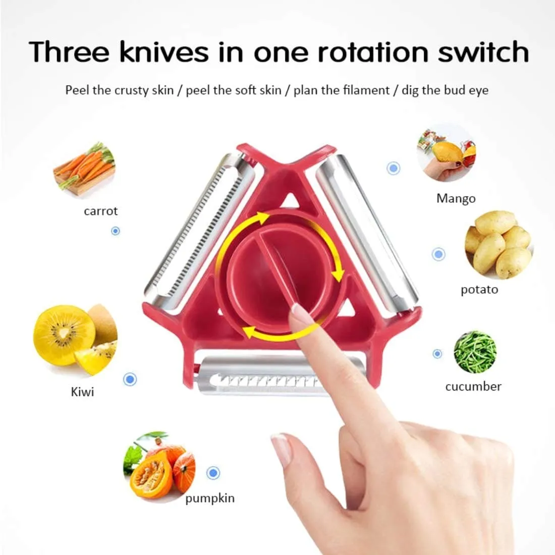 3 in 1 Rotatory Peeler, Multifunctional Vegetable Slicer