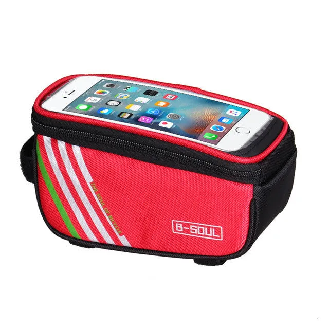 4.8" 5" Mobile Phone Bicycle Bike Touch Screen Bags Cycling Panniers Frame Front Tube Bag MTB Mountain Bike Bag 4 Colors