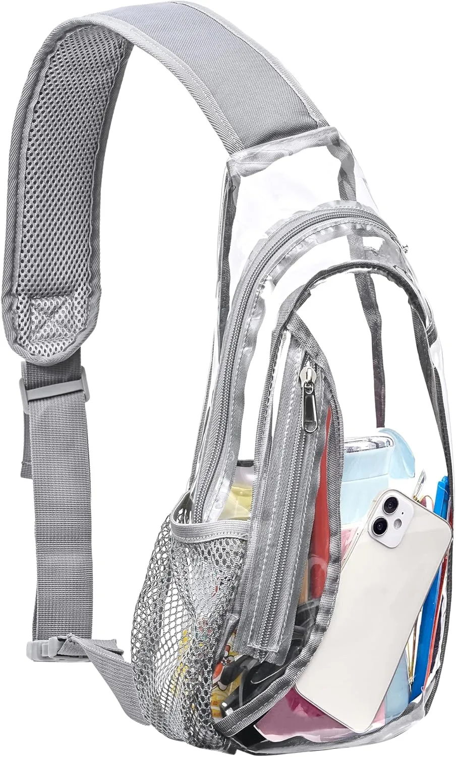 Adjustable Clear Crossbody Gray Strap Messenger Bag