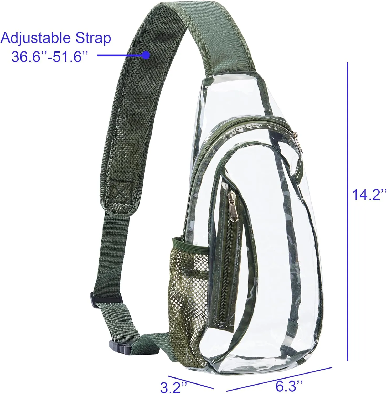 Adjustable Clear Crossbody Gray Strap Messenger Bag