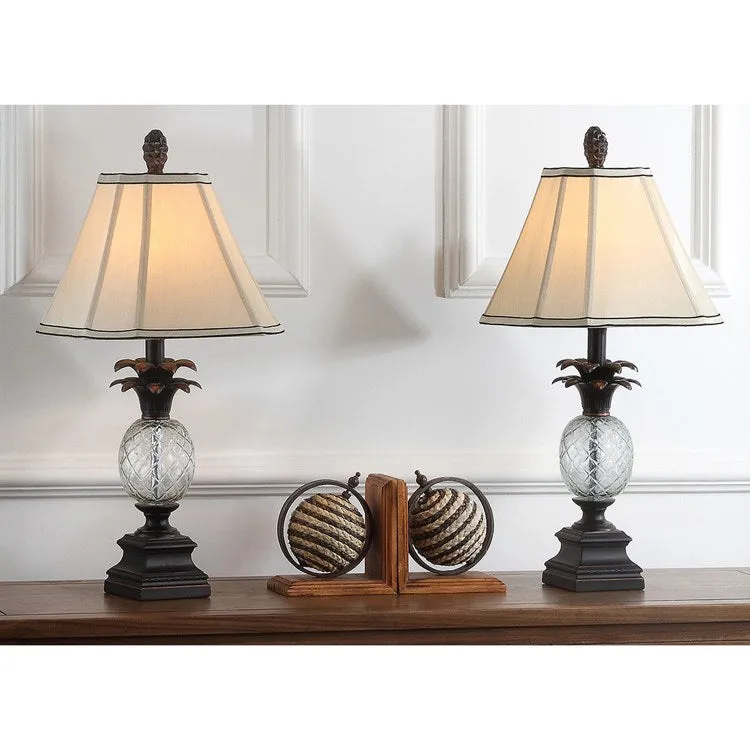 Alanna Two-Light Glass Pineapple Table Lamps Set of 2 - Black/Clear