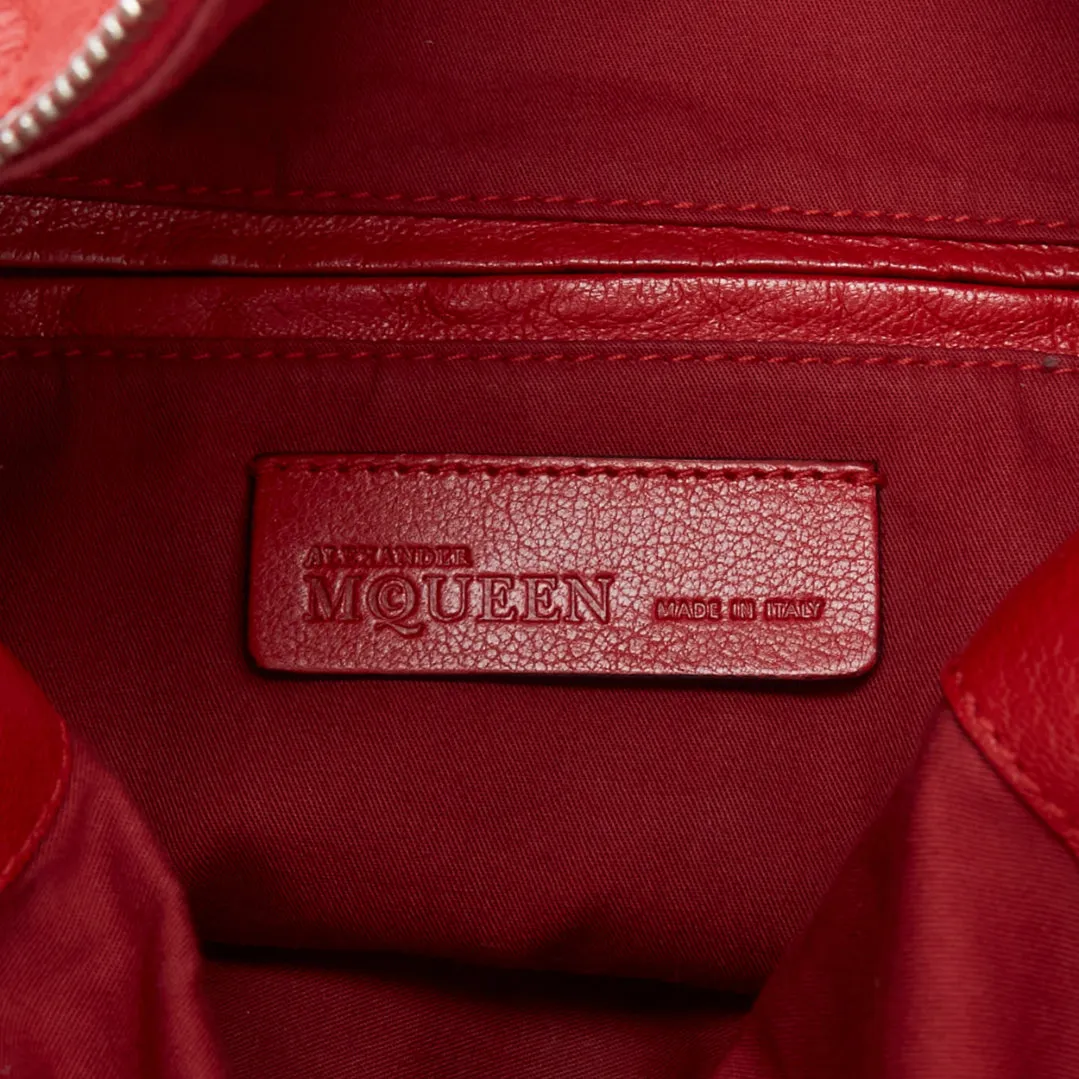 ALEXANDER MCQUEEN Faithful red leather zip biker detail crossbody bag