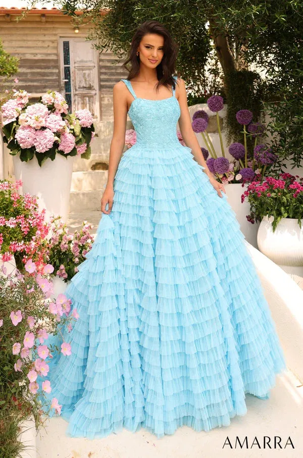 Amarra 94026 Long Prom Dress Off Shoulder Ballgown Sleeveless Layered Tulle Formal Pageant Gown