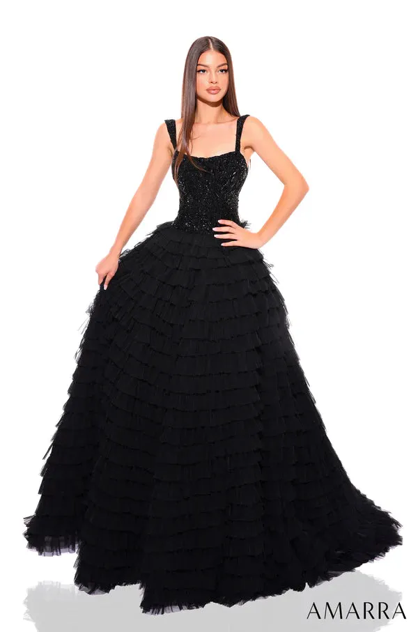 Amarra 94026 Long Prom Dress Off Shoulder Ballgown Sleeveless Layered Tulle Formal Pageant Gown