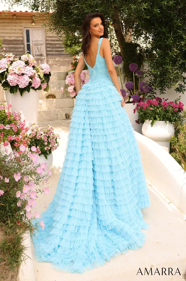 Amarra 94026 Long Prom Dress Off Shoulder Ballgown Sleeveless Layered Tulle Formal Pageant Gown