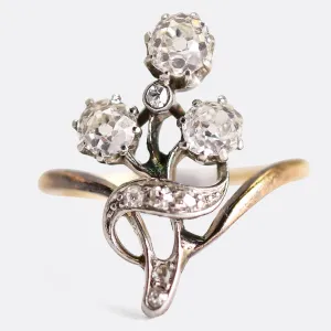 Art Nouveau Diamond Flower Ring