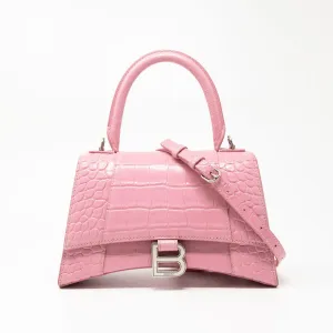 Balenciaga Pink Croc Small Hourglass Bag