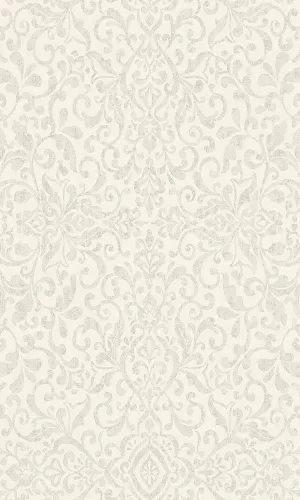 Beige Metallic Ornamental Floral Damask Wallpaper R6250