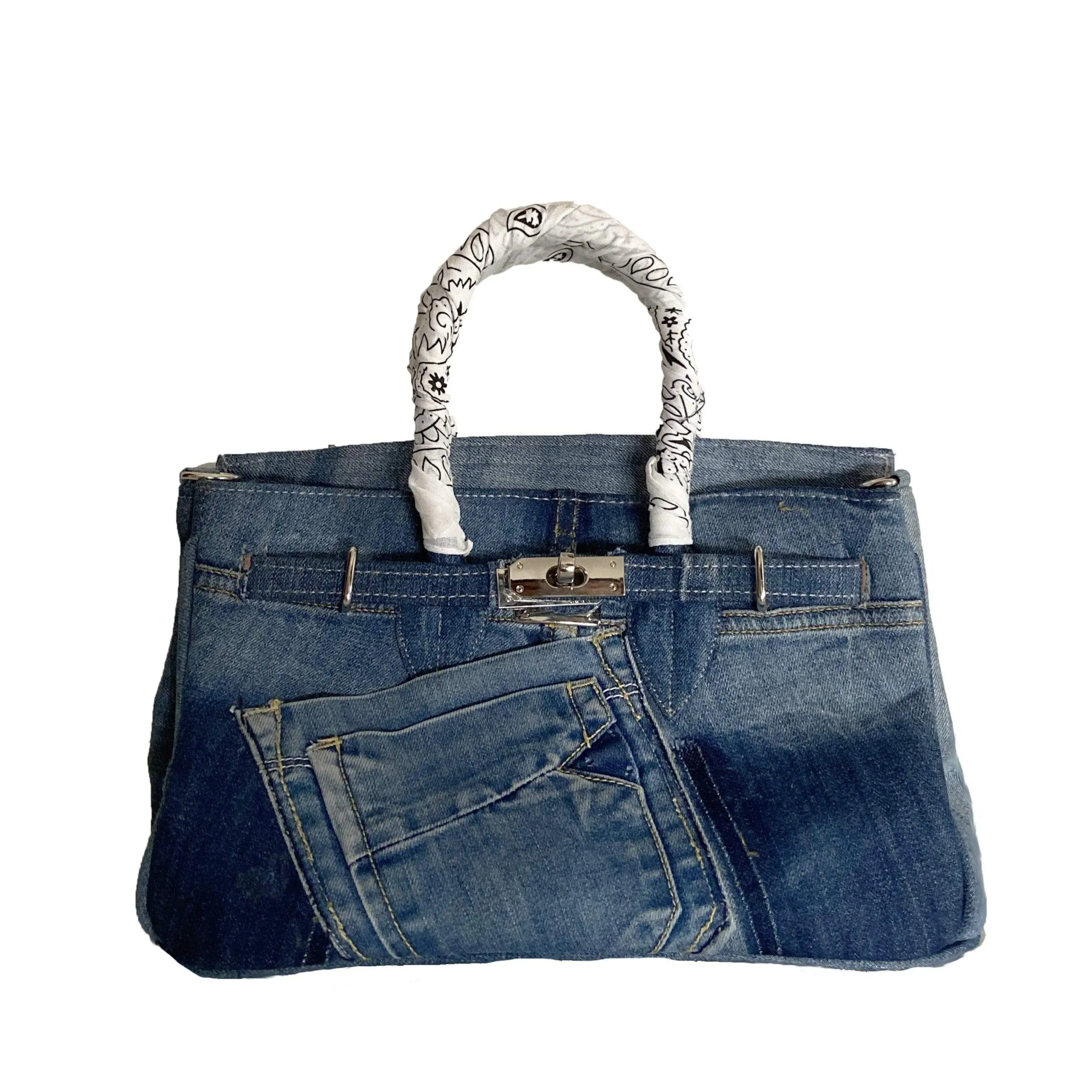 Birkin Style Jean Handbag - Available in 4 sizes