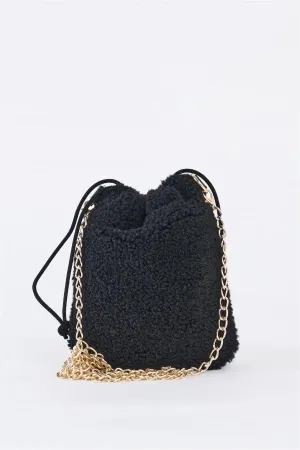 Black Faux Fur Plush Crossbody Pouch Bag /1 Bag