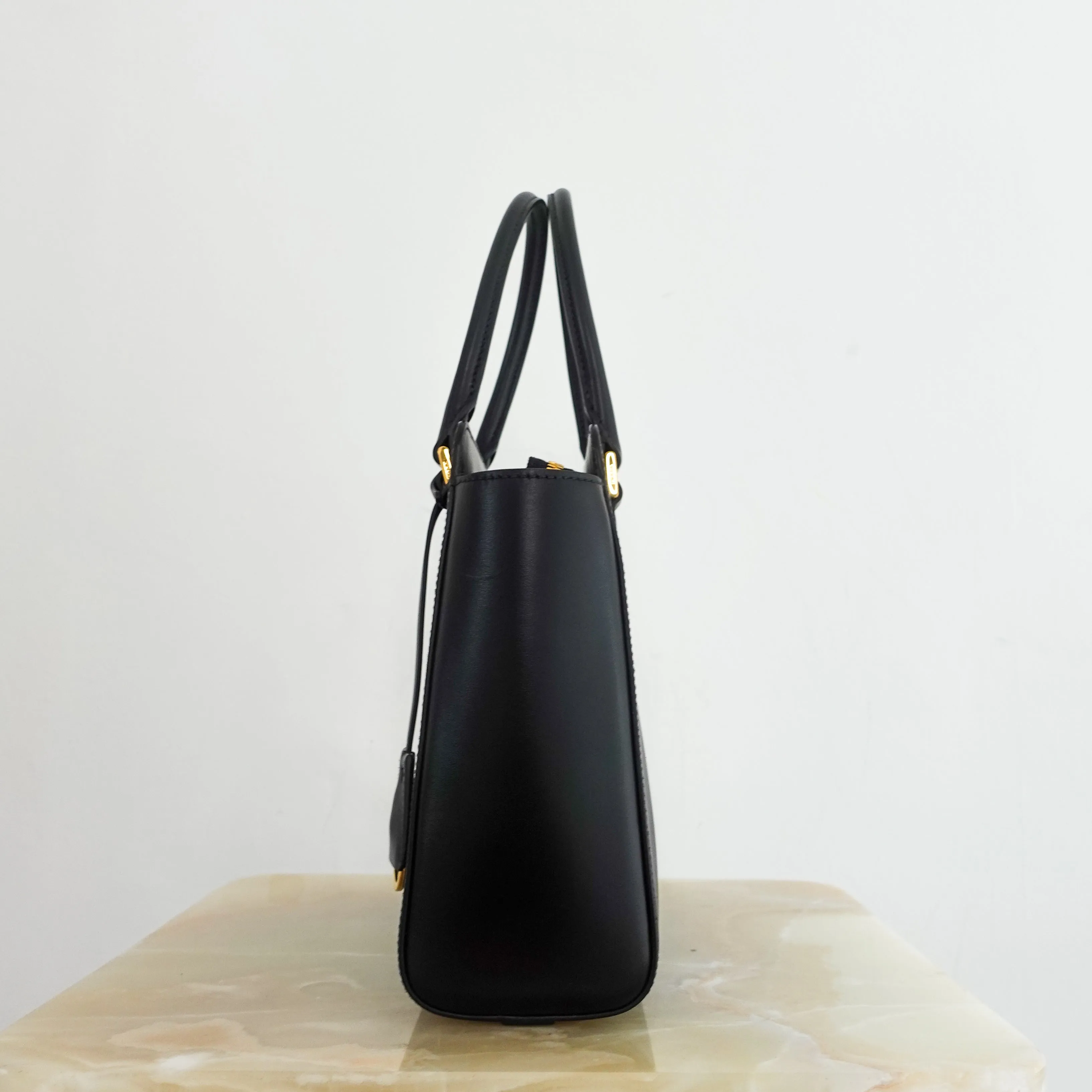 black leather tote with crossbody strap RRP £1800