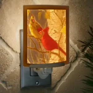 Cardinals Porcelain Lithophane Colored Night Light