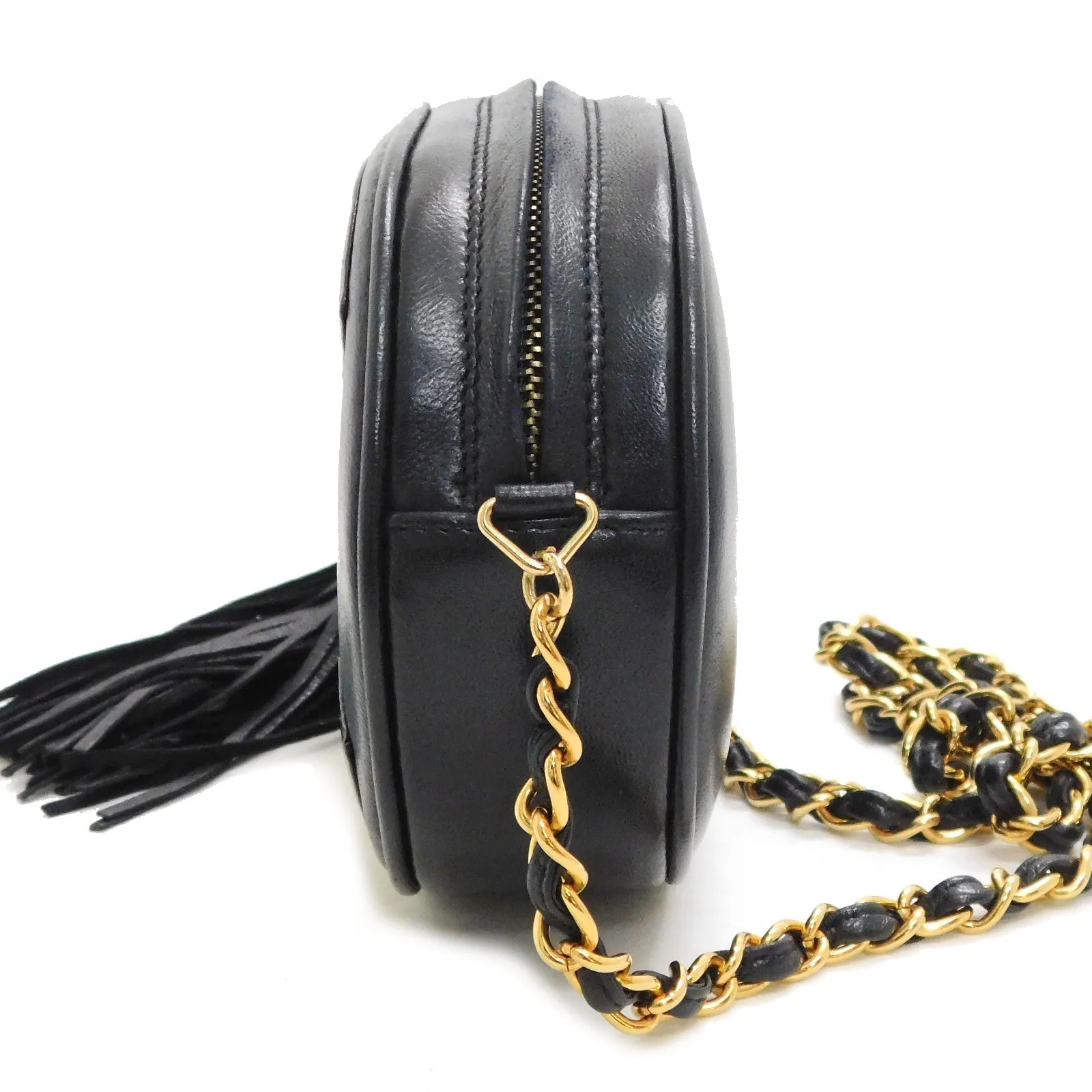 Chanel CC Fringe Crossbody Bag Black Calfskin Gold