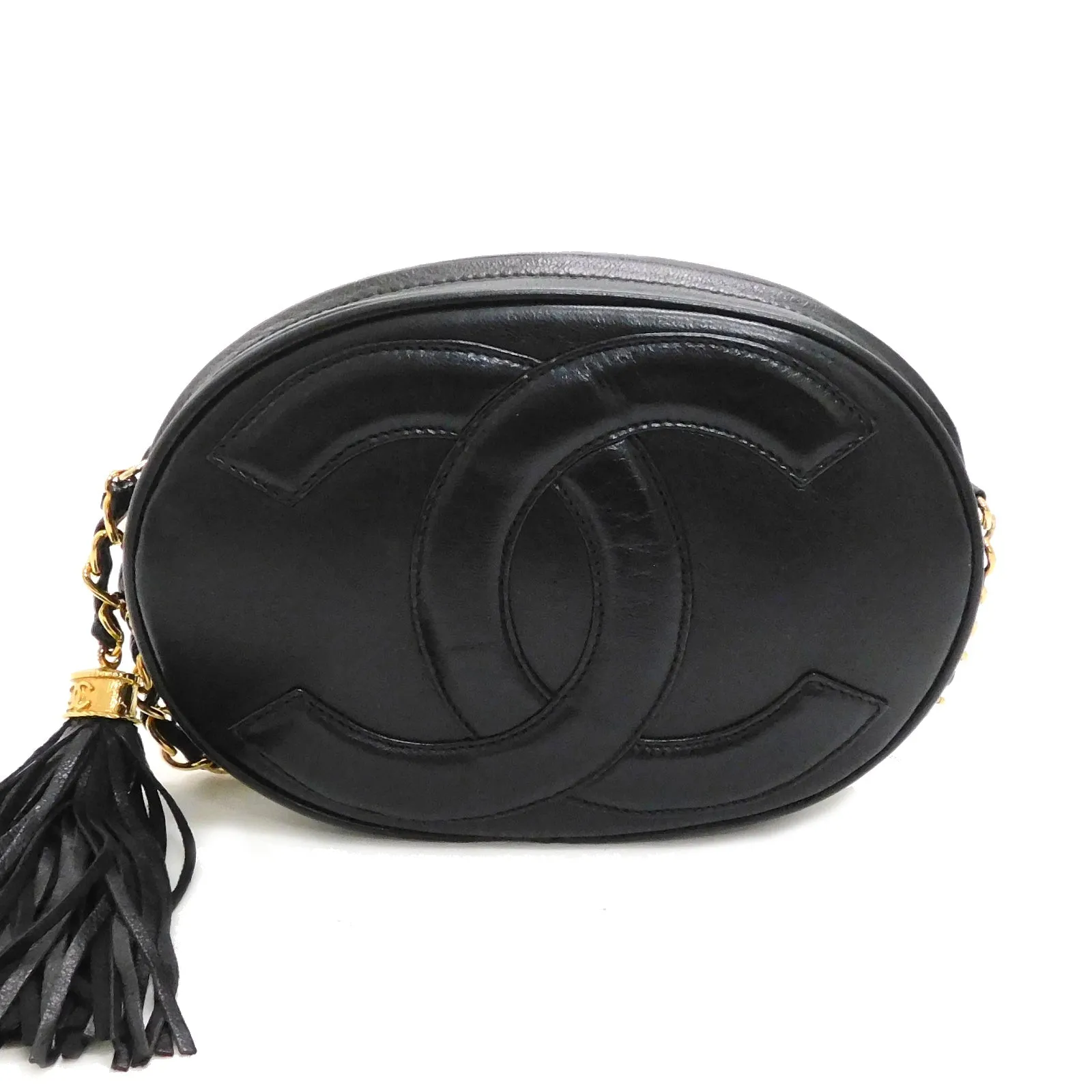 Chanel CC Fringe Crossbody Bag Black Calfskin Gold