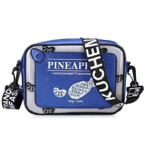 Color Block Letter Print Crossbody Bag - Blue