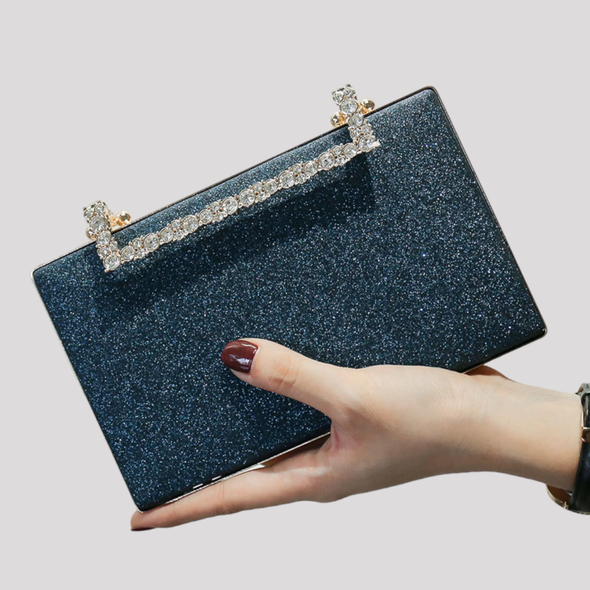 Crystal Handle Evening Clutch Bag available in 9 Colours