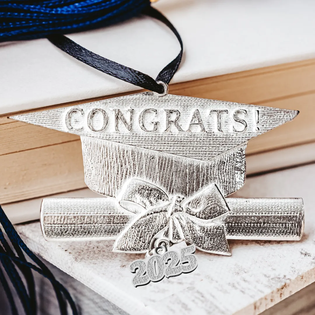 Custom Graduate Gifts - 2024 Grad Year Earrings - Congrats Ornament with Custom Year Charm