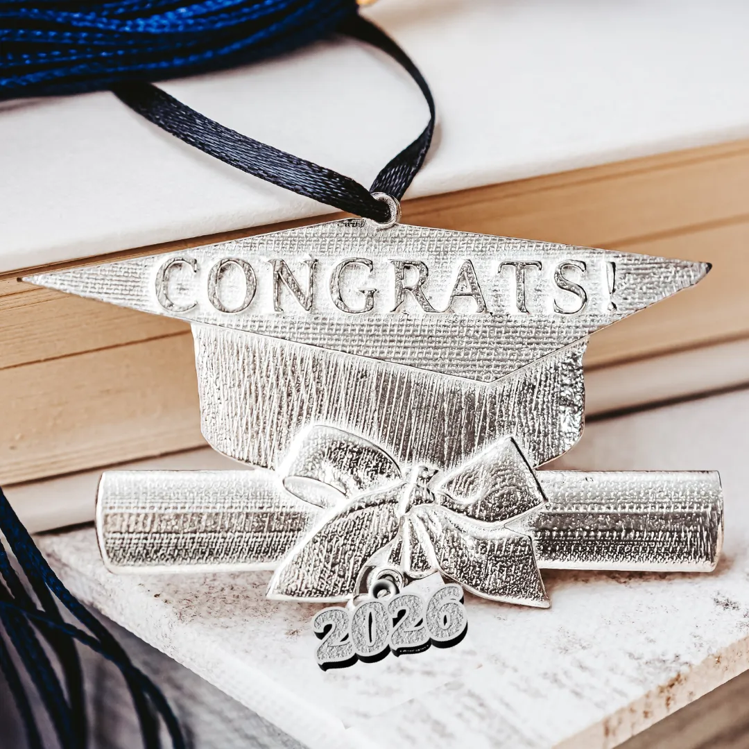 Custom Graduate Gifts - 2024 Grad Year Earrings - Congrats Ornament with Custom Year Charm