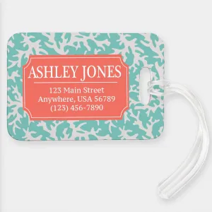 Customized Coral Name And Address Luggage Tag