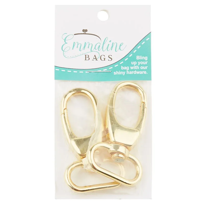 Emmaline 1" Designer Profile Swivel Snap Hooks - Set of Two Gold