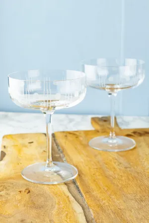 Etched Tall Champagne Coupes — Set of 2