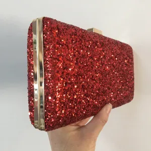 Evening Glitter Clutch ~ Red ~ Silver