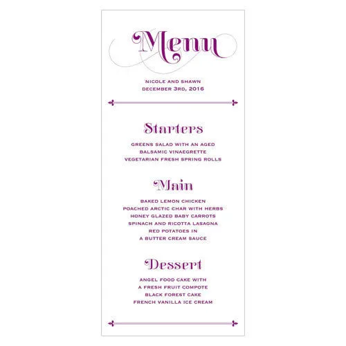 Fanciful Monogram Menu Lavender