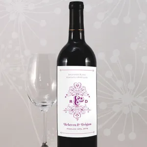 Fanciful Monogram Wine Label Lavender