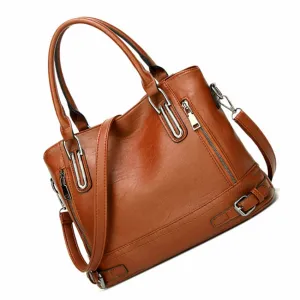 Faux Leather Top Handle Bag