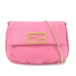 FENDI Leather Chain Shoulder Bag Purse Pink 8M0276