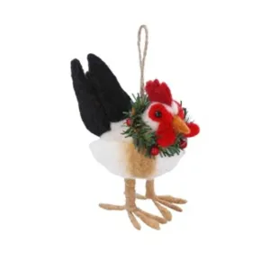 Gisela Graham Mixed Wool Hen Hanging Decoration