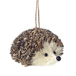 Glittery Wooden Hedgehog Christmas Tree Decoration