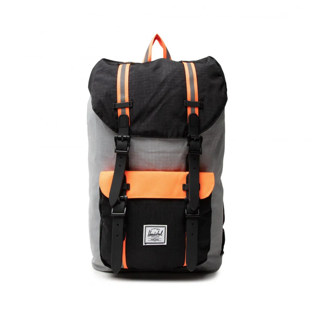 Herschel Little America Mid-Volume Backpack, Sharkskin Enzyme Ripstop/Black Enzyme Ripstop/Shocking Orange - 10020-04916