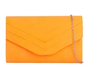 Koko L809 Neon Orange Faux Suede Clutch Bag