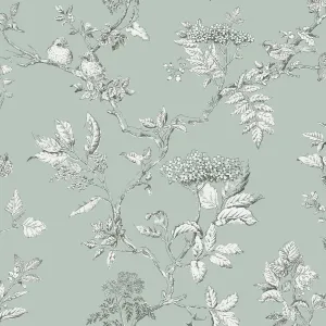 Laura Ashley Wallpaper Elderwood Duck Egg 113345