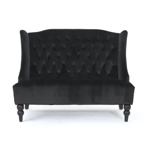 Leah French Style Tufted High Winged Back New Velvet Loveseat