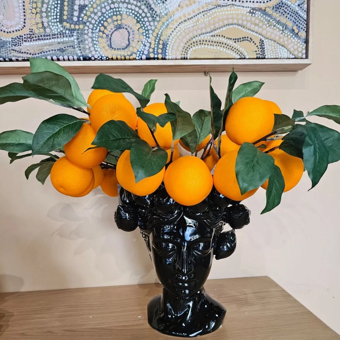 Lemon Head Vase Black 25X27