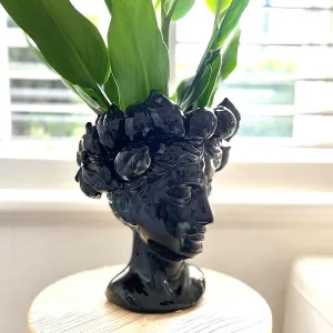 Lemon Head Vase Black 25X27