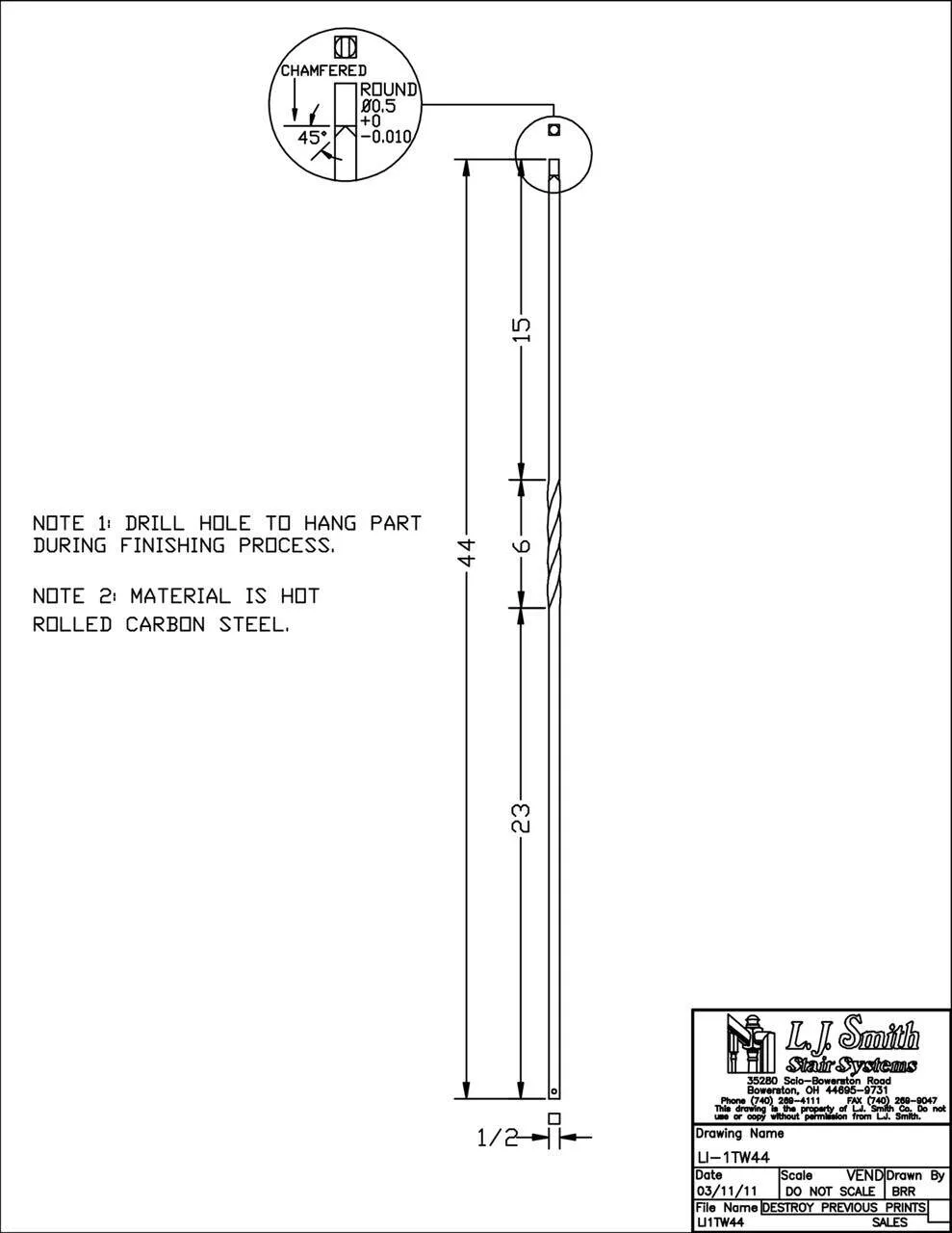 LI-1TW44 — Single Twist Baluster (1/2" Square Solid)