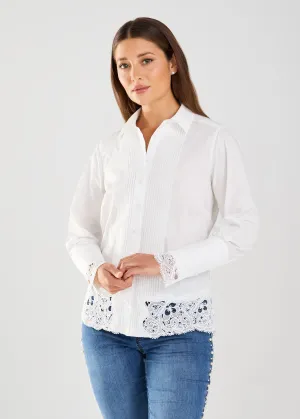 Long-Sleeve Lace Detail Shirt