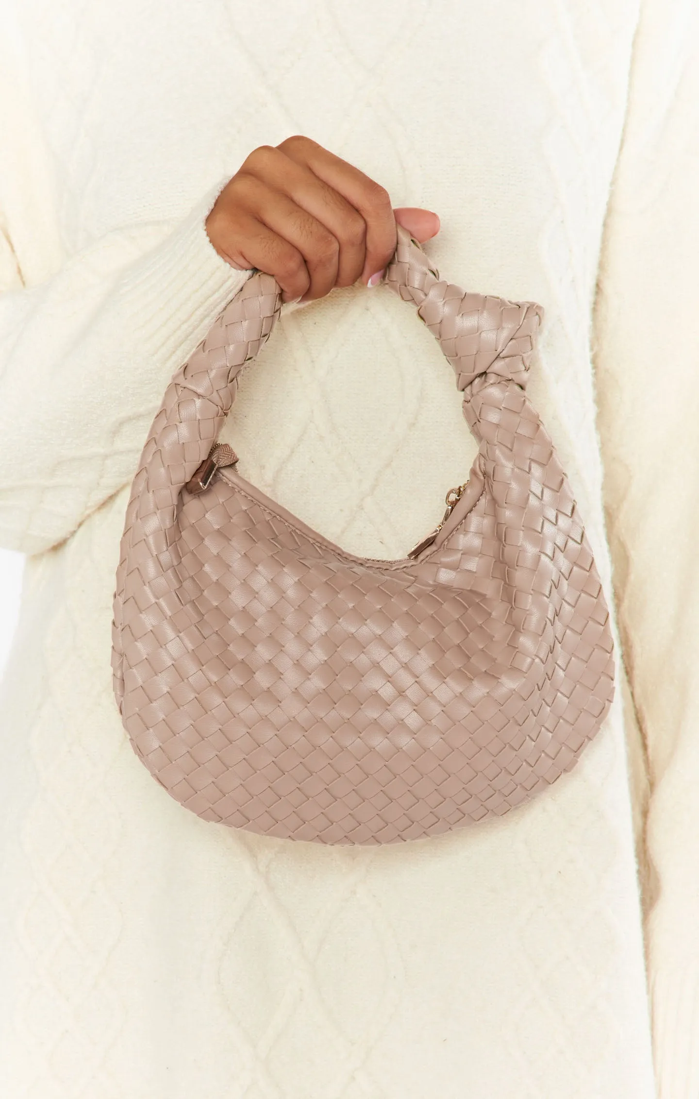 Melie Bianco Willow Woven Bag ~ Nude