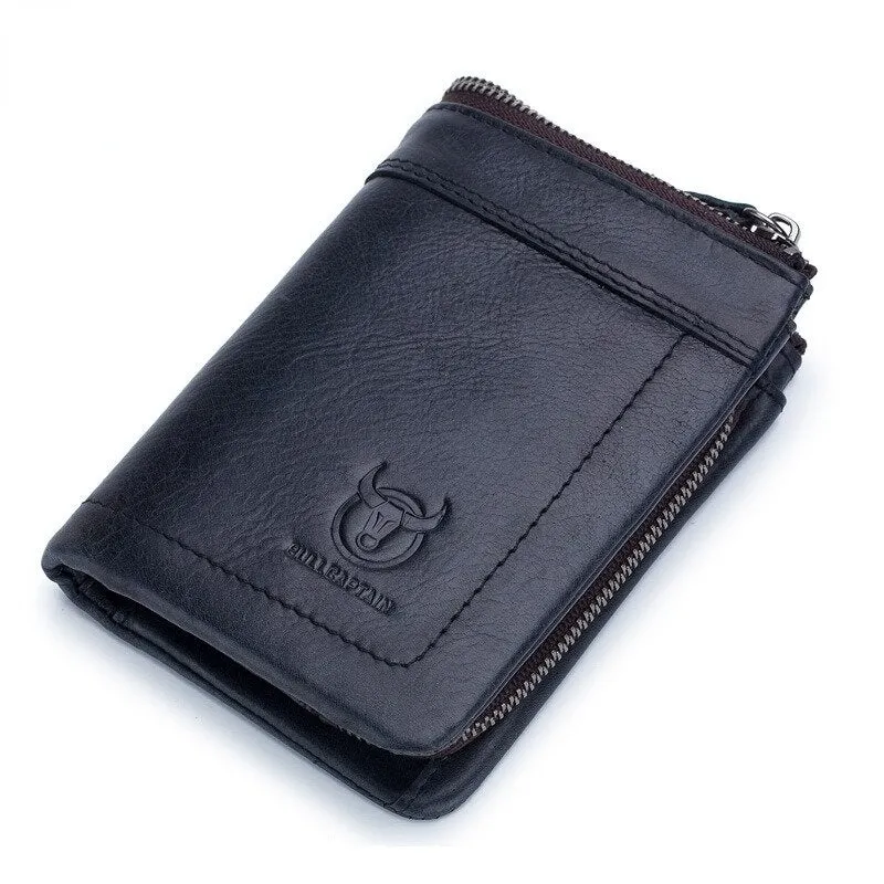 Men Genuine Leather Bullcaptain Casual Functional Wallet