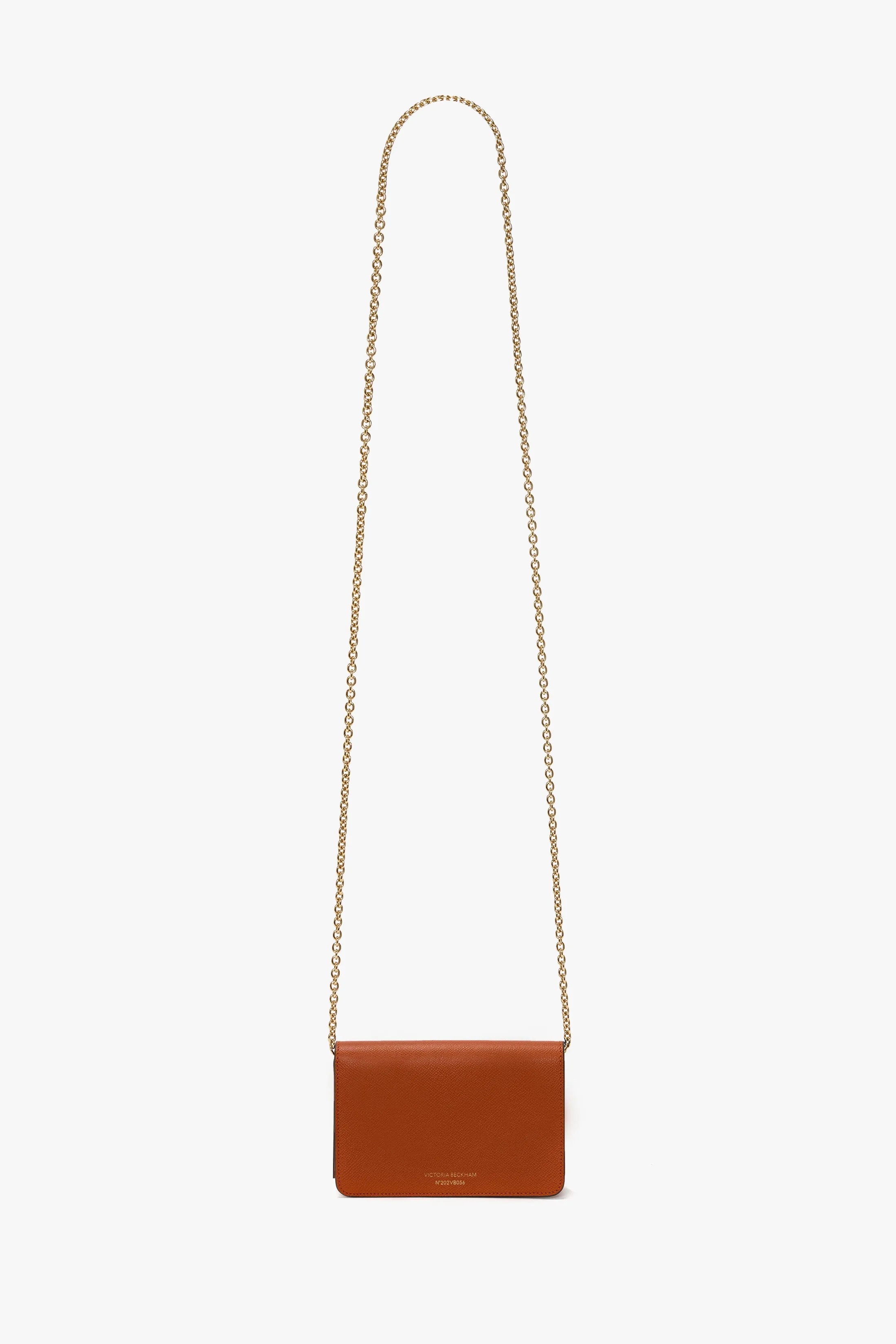 Micro Dorian Bag With Chain Strap In Burnt Orange Grained Leather