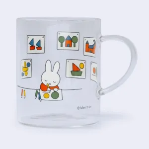 Miffy - Heat Resistant 330ml (11.1 oz) Drinking Glass Mug (Drawing)