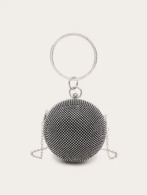 Mini Rhinestone Covered Ball Design Clutch Bag